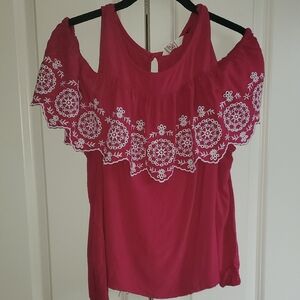SO Pink Sleeveless Ruffled Embellished Blouse
